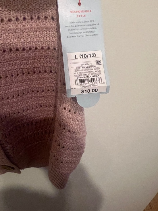 Cat & Jack Dusty Pink Knit Buttoned V-Neck Vest - Picture 2 of 3